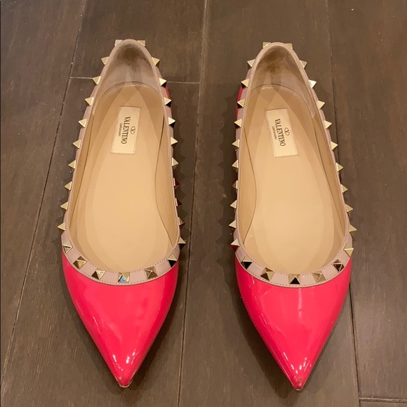 Valentino Garavani Shoes - Pink Valentino Rockstud Ballerina Flats- Size 40